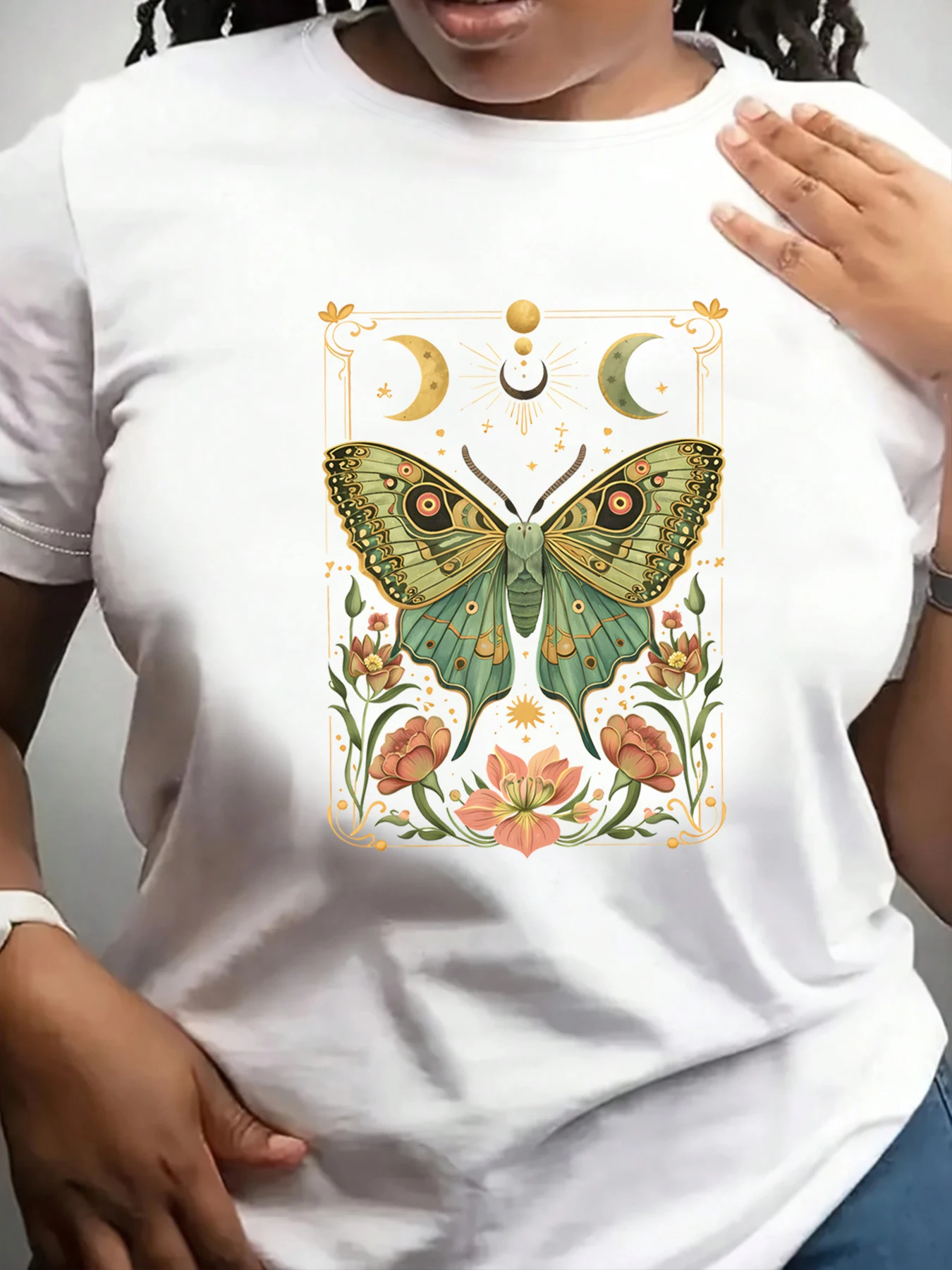 

【ZXH11174】Creative Cartoon Printed Women's Large Round Neck T-shirt Summer Casual Short Sleeve Top Street Fashion Versatile