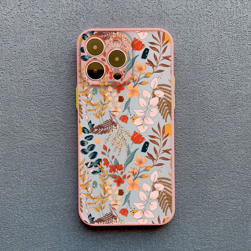 Elegante rosa lila Blumen-Handyhülle für iPhone 16, 17, 15, 14, 13, 12, 11 Pro Max, Abdeckungen Mini 7 8 Plus XS X XR, stoßfeste Schalen – Detail 4