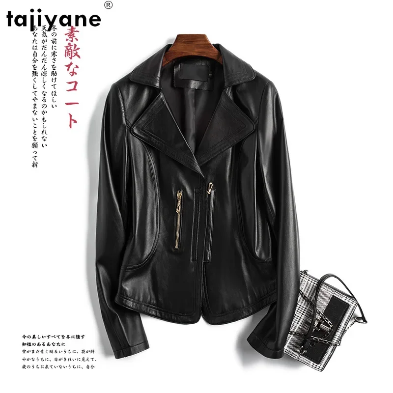 

Tajiyane Genuine Leather Jacket for Women 2023 New Fashion Short Slim Real Sheepskin Coat Red Leather Jackets Roupas Femininas