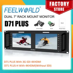 FEELWORLD D71 PLUS Dual 7 Inch Rack Mount Monitor 1920x1200 Full HD 3RU Broadcast SDI HDMI AV GPIO Waveform LUTIPS