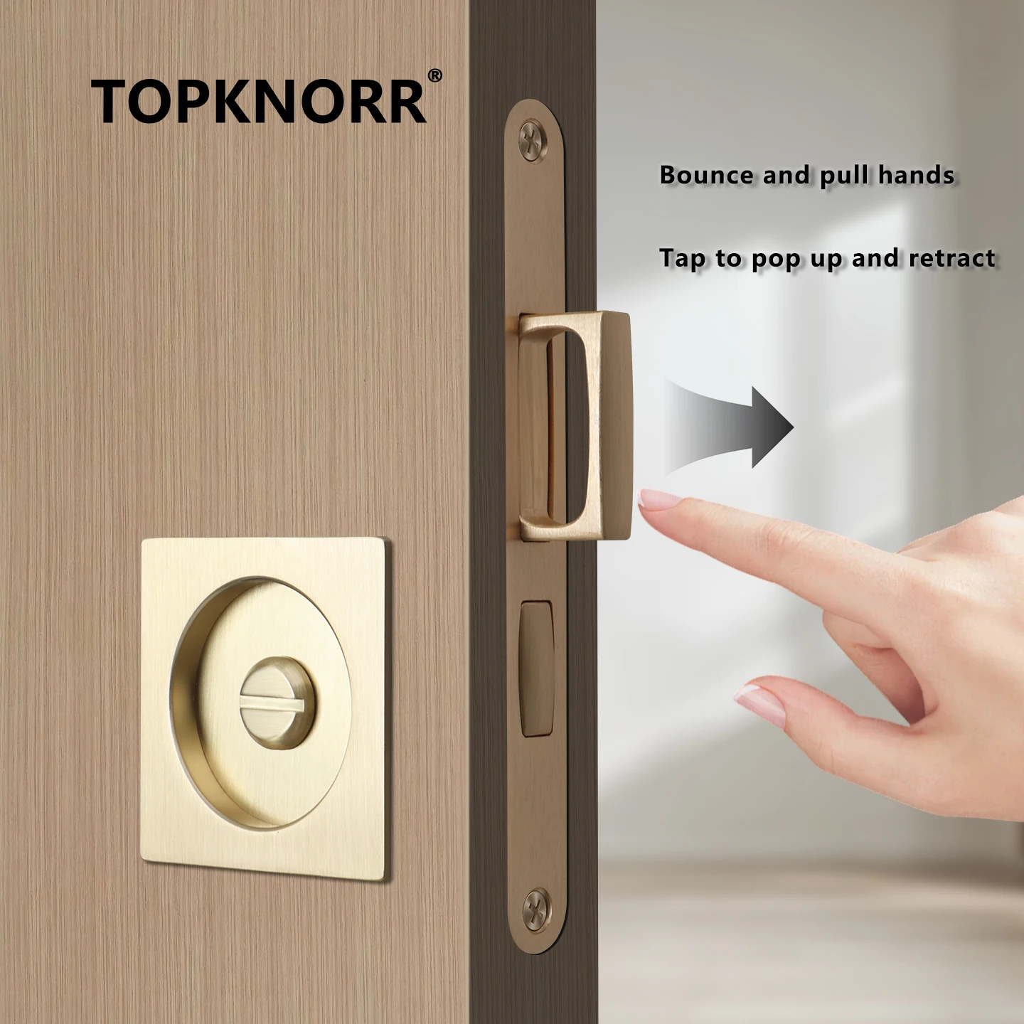 Square Pocket Door Lock Left and Right Sliding Door Lock Invisible Door Handle Bedroom Sliding Door Hook Lock Embedded Safety
