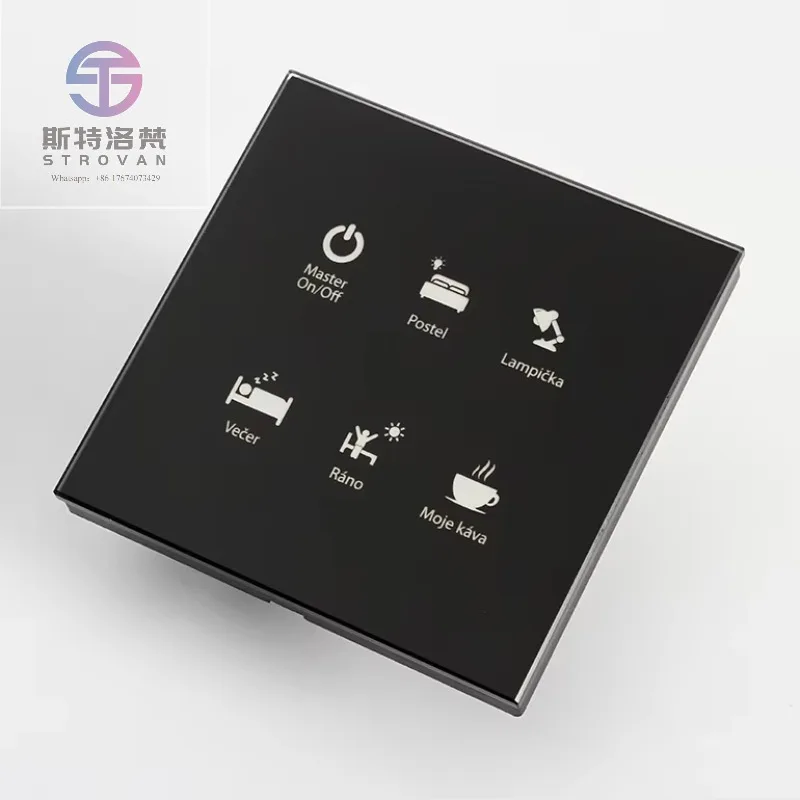 

6 Button 12V DC RS485 Modbus Protocol Smart Hotel Light Touch Switch