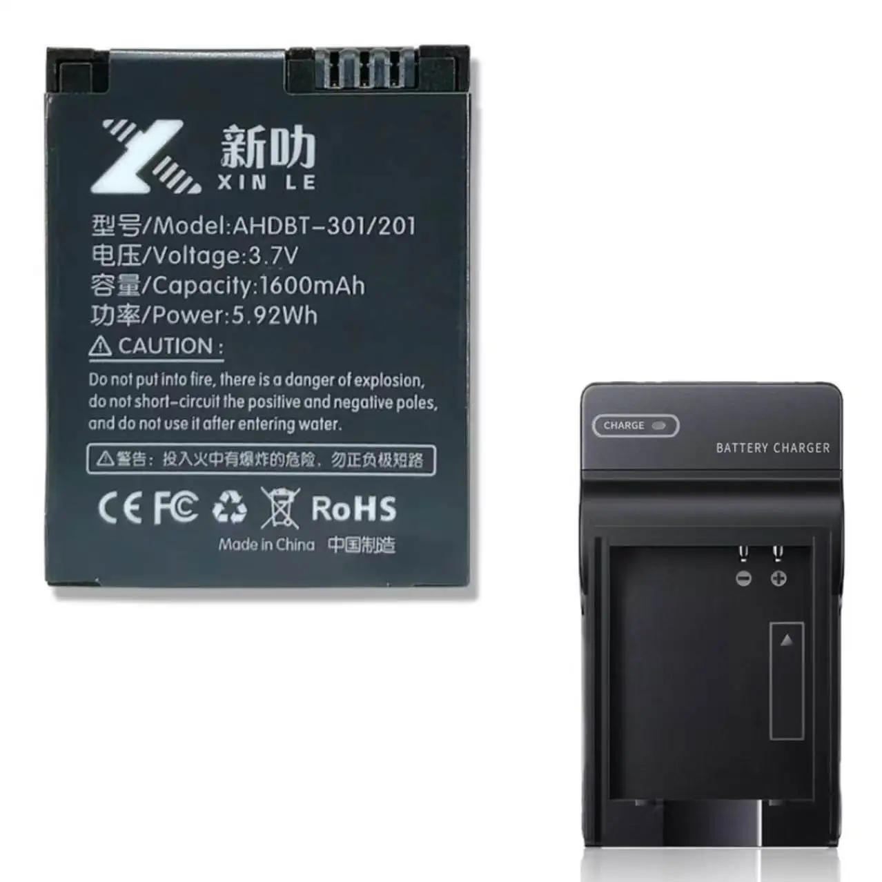 AHDBT-301 201 Camera Battery Charger for GoPro Hero3 Action Camera Battery 3.7V 1600mAh