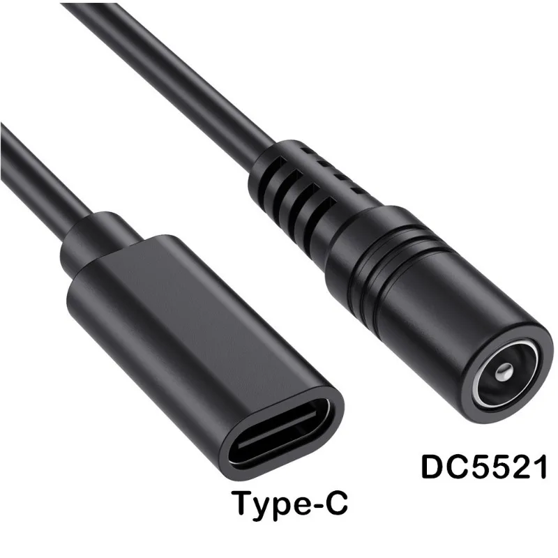 USB tipo C hembra entrada a DC 5,5x2,1mm macho hembra Cable de carga de energía 3A