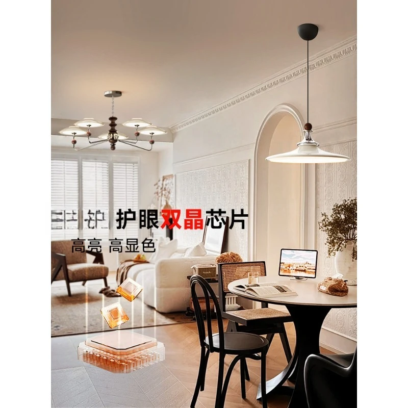 Medieval living room chandelier retro new hall main light whole house high-end solid wood French cream wind lamp
