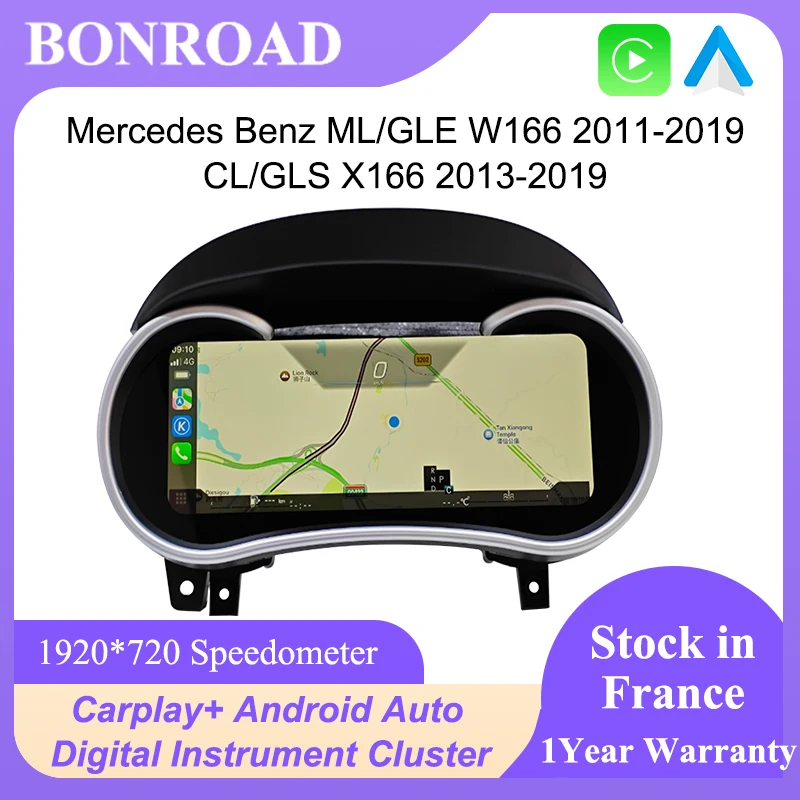 Pantalla LCD Bonroad para pintura de bordes, contador de velocidad, panel de instrumentos para Mercedes Benz ML GL GLS W166 X166, clúster digital virtual.