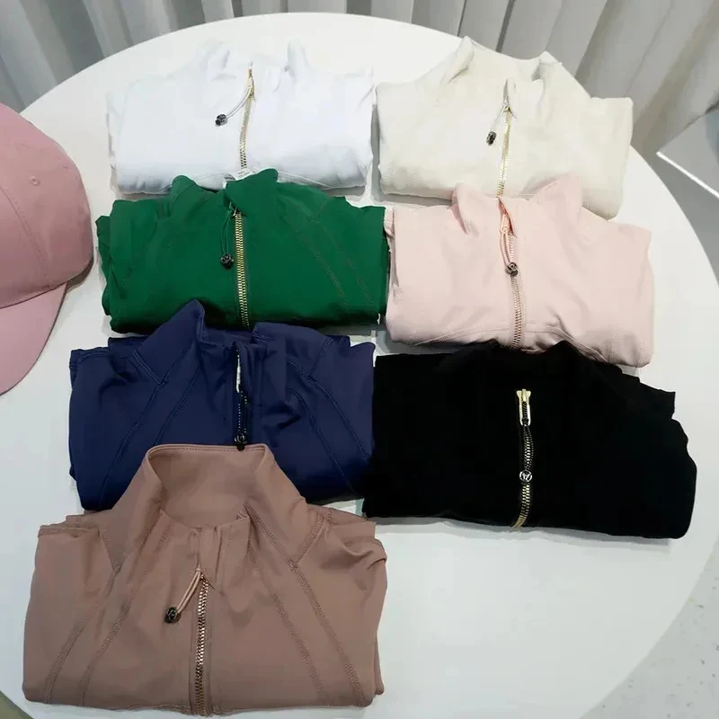 

2025 Rose Gold Jacket Third Generation No Mesh Slim Fit Thin Sport Fitness Yoga Wear Stand Collar Outerwear for Women