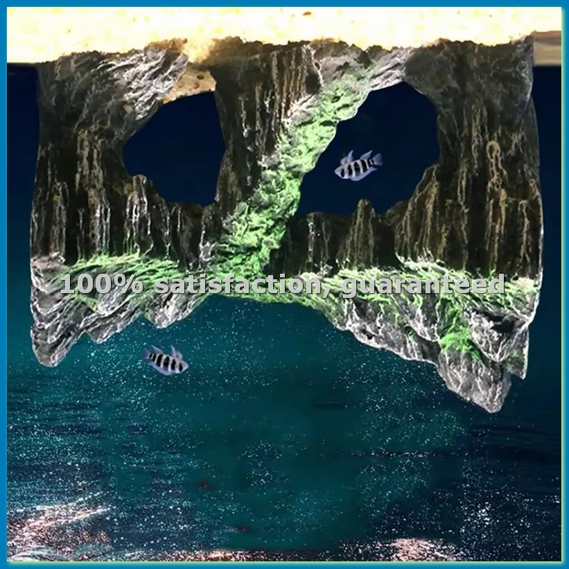 Resin -Aquarium Decoration Fish Tank Simulated Rock Mountain Ornament Rocks Cave for Fish Rest Hide Play Breed,A-ABFB