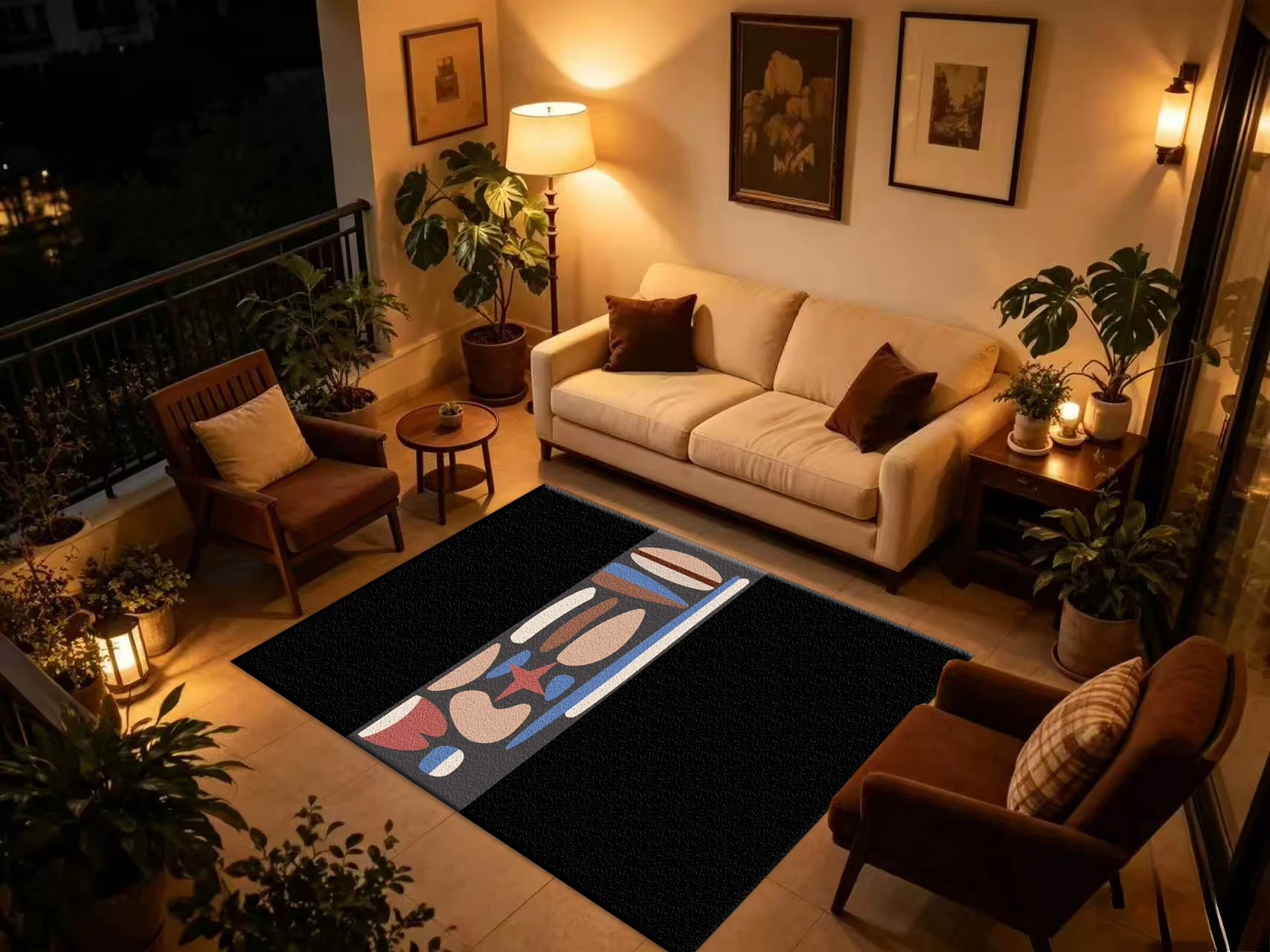 Mid Century Abstract Shape Carpet Flooring Modern Art Runner Rug for Hallway Household Decoration