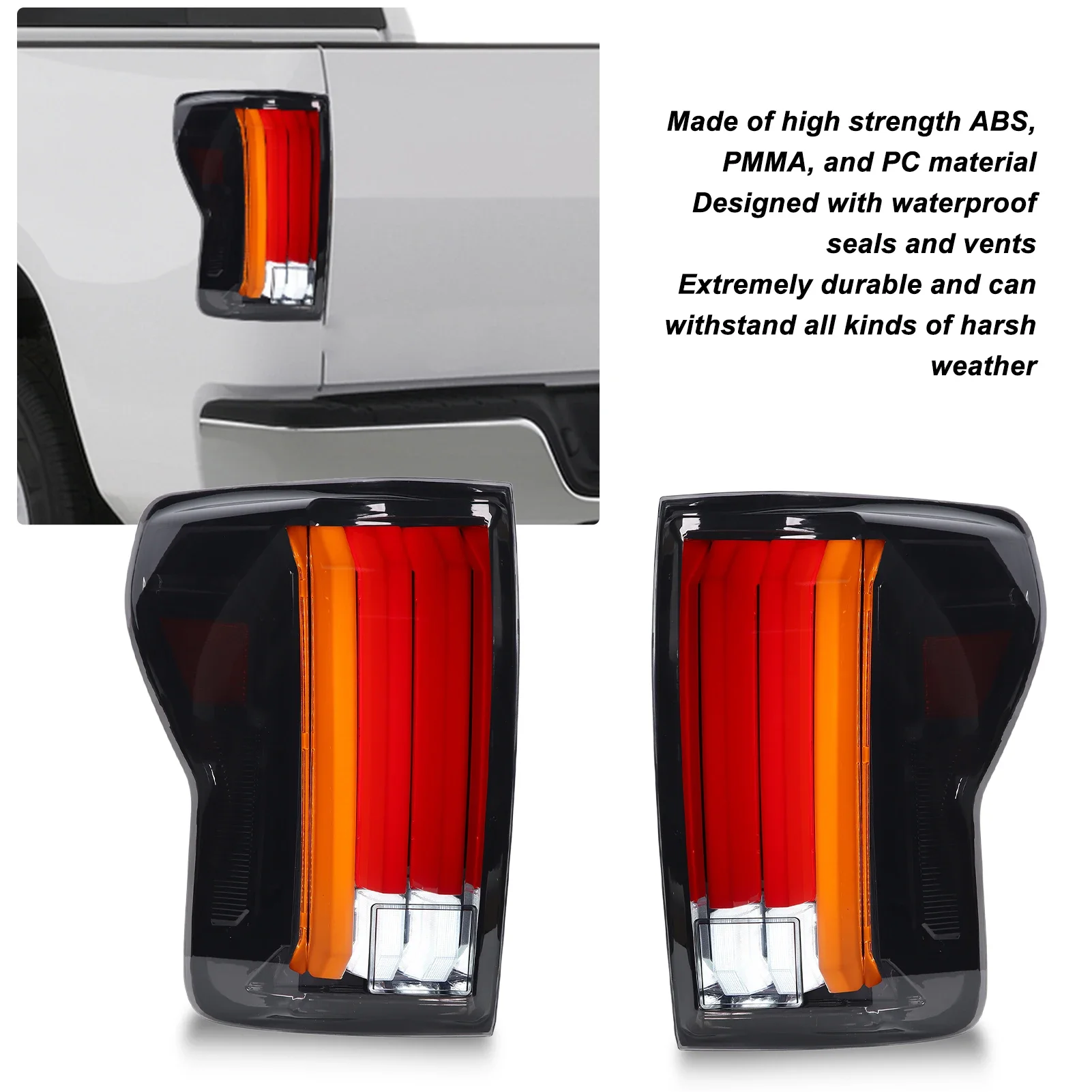 For Toyota Tundra XK50 2007-2013 1 Pair Tail Light Assembly Smoked Lens With Dynamic Turn Signal Light With LED Bulbs