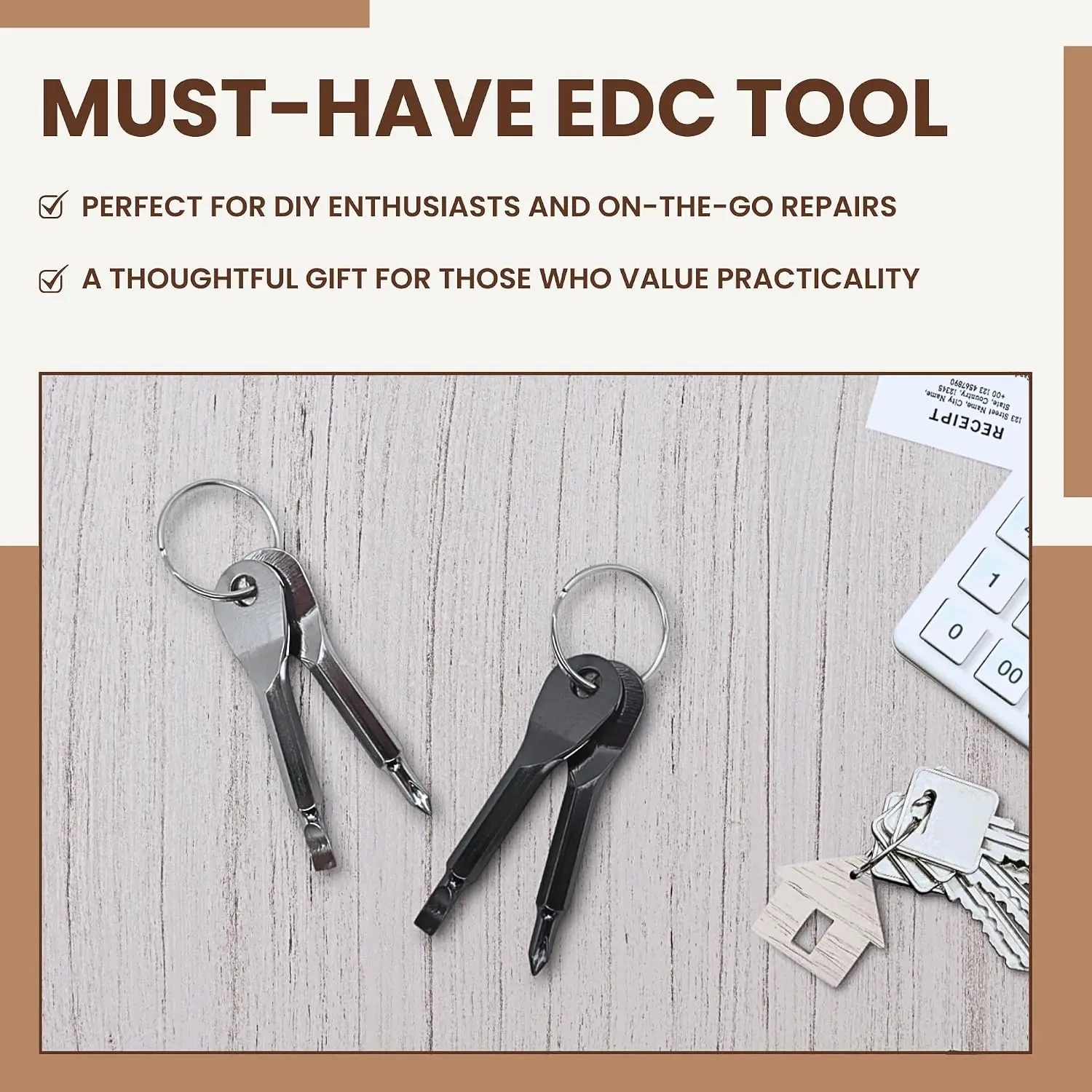 Pocket Screwdriver Set (Pack of 2) - Best Stocking Stuffers - EDC Keychain - Portable Repair Tool for Small Projects, Furniture - Compact & Ergonomic Flat Head & Phillips Key Screwdriver - 2 Colors