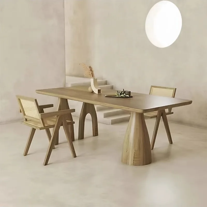 Solid wood desk designer home dining table and chair combination commercial homestay rental rectangular dining table