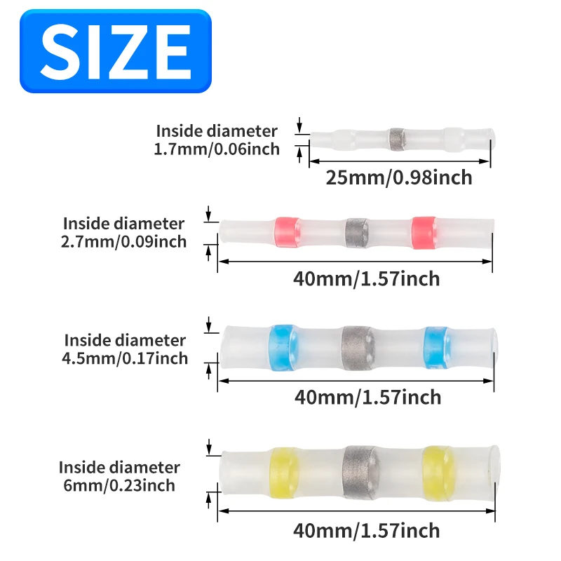 50/100/200/250PCS welding sealed wire connectors, heat shrink tubing welding rings docking connectors, waterproof insulation ele