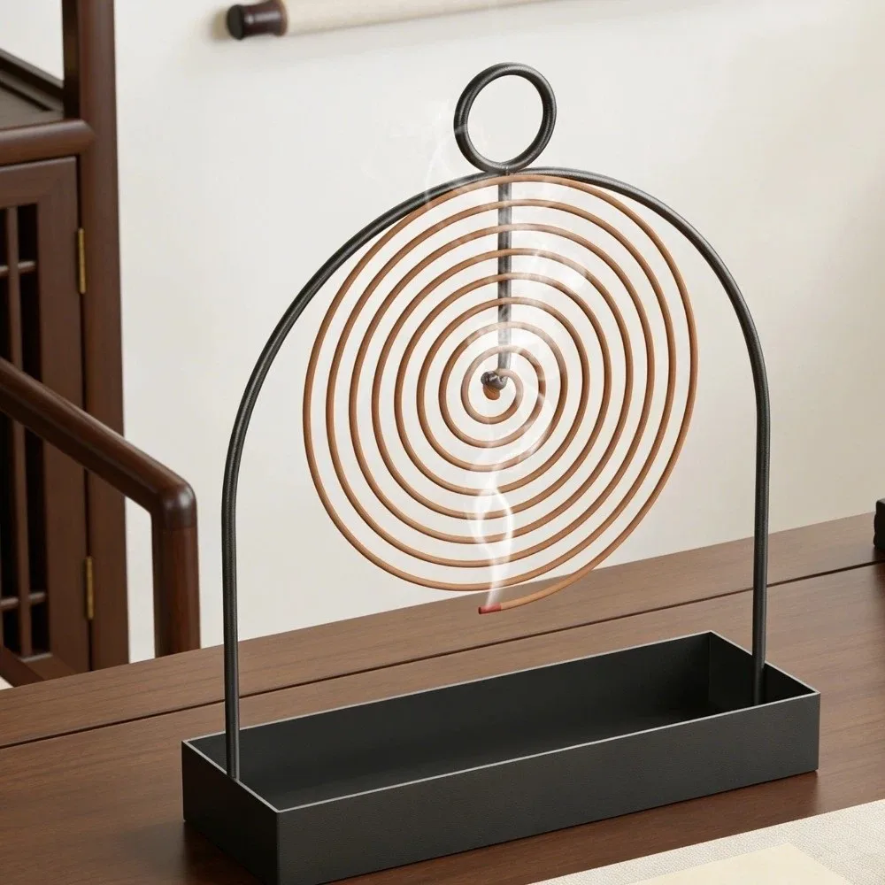 Anti Scalding Mosquito Coil Stand Rustproof with Handle Coil Incense Burner Hanging Heat Resistant Coil Vertical Stand
