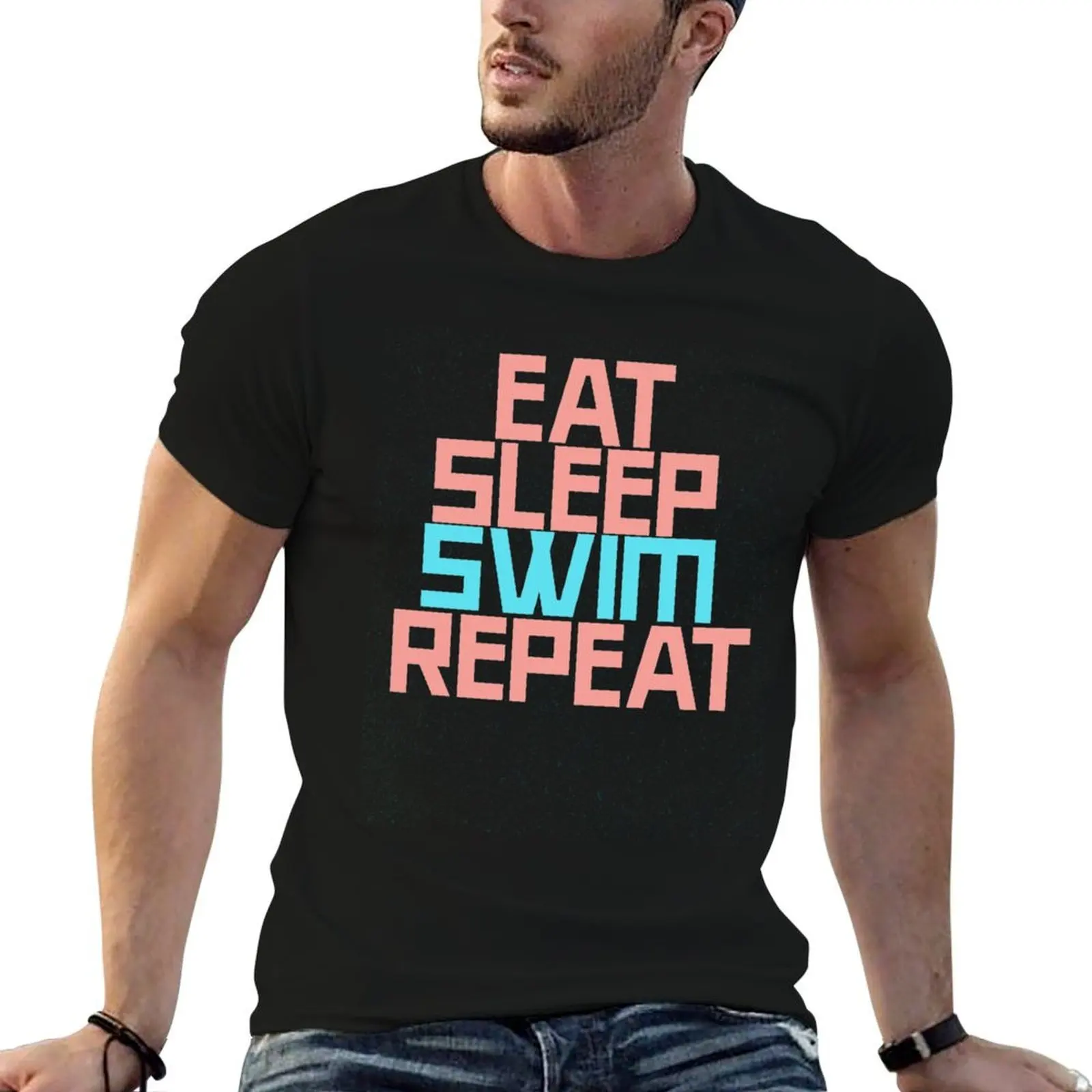 Eat Sleep Swim Repeat, swimming, zwemmen, zwemles T-Shirt t shirt man designer t shirts for man graphic funny T-Shirt