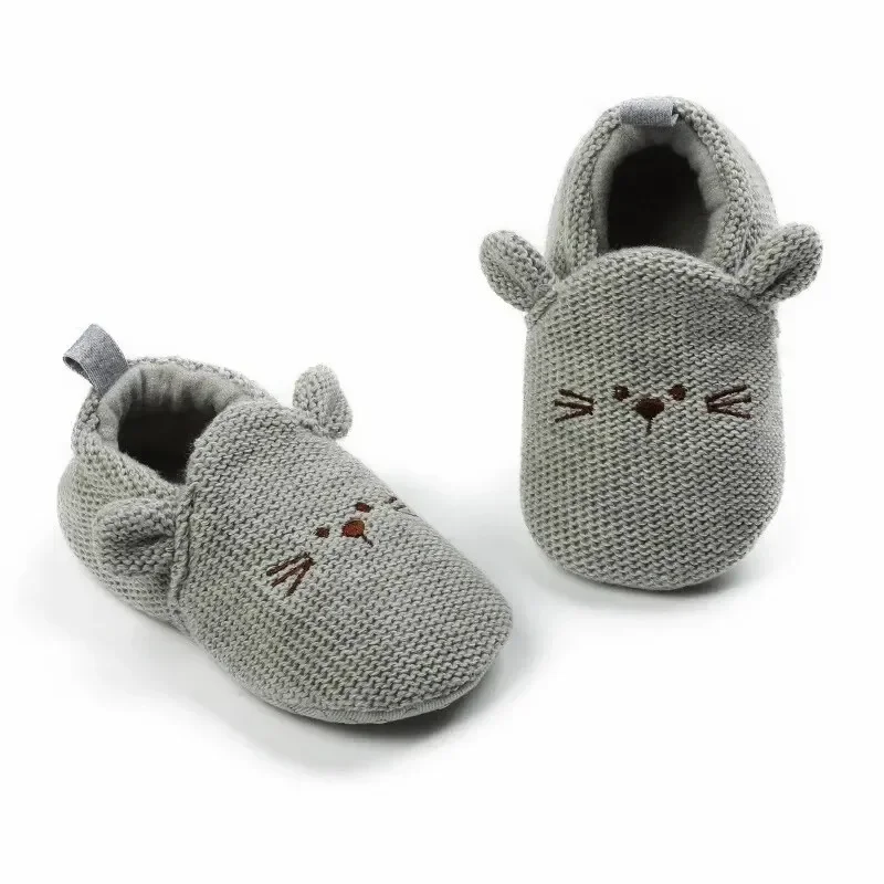 Meckior Pasgeboren Babyschoenen Effen Kleur Casual Schattig Dier Zachte Anti-Slip Warme Wieg Schoenen Eerste Wandelen Baby Jongens Meisjes Schoenen