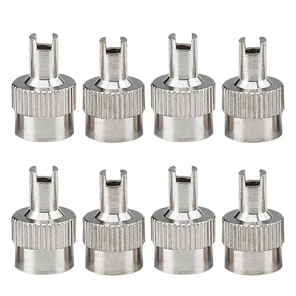 8Pcs Copper Wheel Tire Valve Stem Caps Leak-proof Slotted Head Tire Valve Lid Cover Auto Repair Part