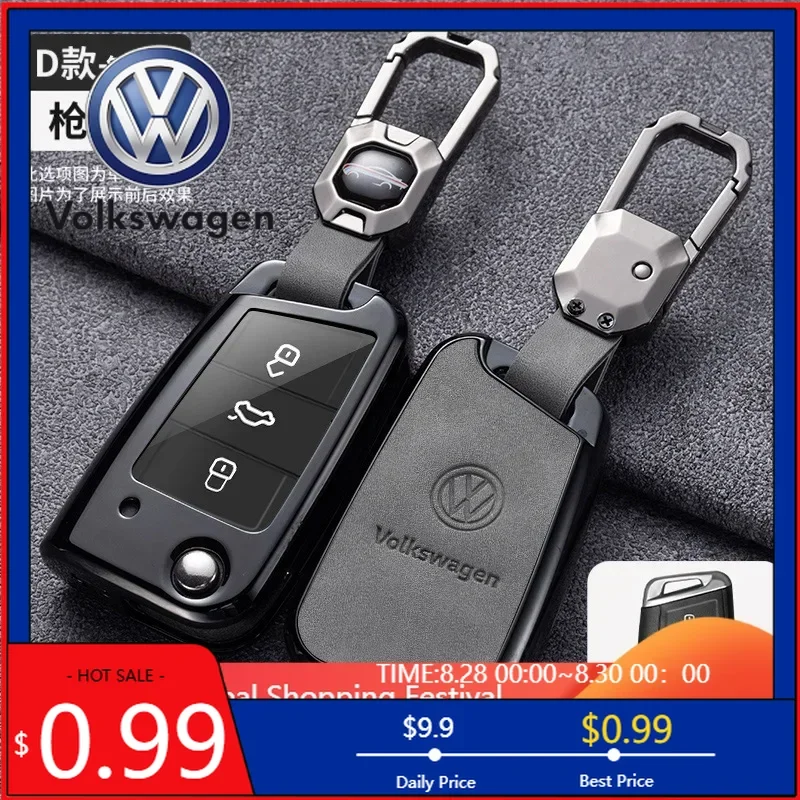 

Новинка 2026: Кожаный чехол-флип для ключа-брелока VW, защитный держатель для ключей Volkswagen Golf 7 MK7 Tiguan MK2