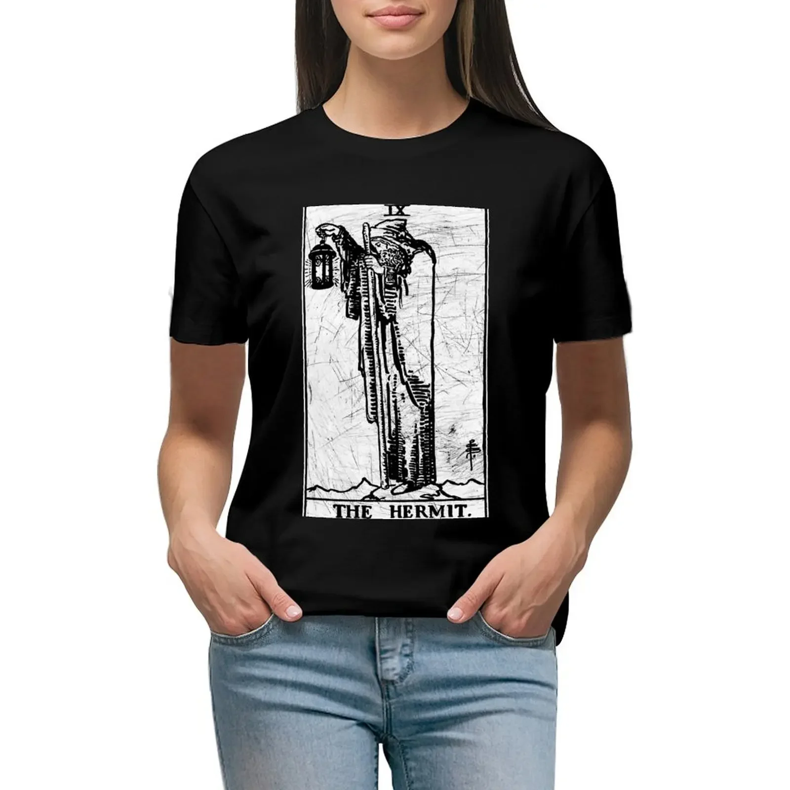 

The Hermit Tarot Card - Major Arcana - fortune telling - occult T-Shirt sweat Female clothing blacks Woman T-shirts