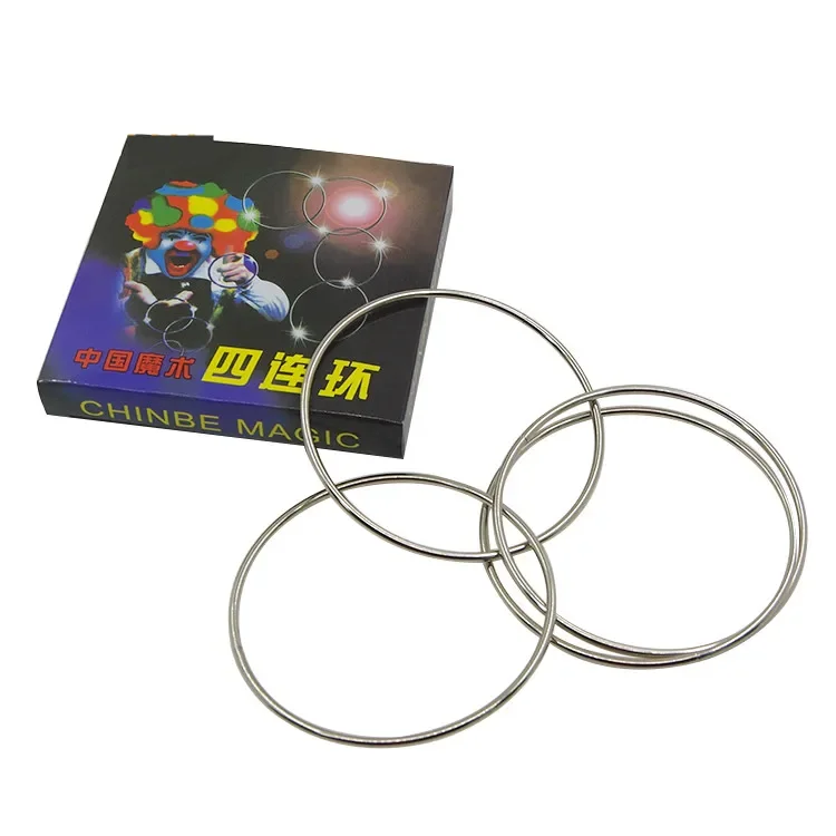 4 Chinese Magic Linking Rings Set 10cm Stage Magic Trick Magia Magie Magica Magicians Prop Accessory Illusion Gimmick Tutorial