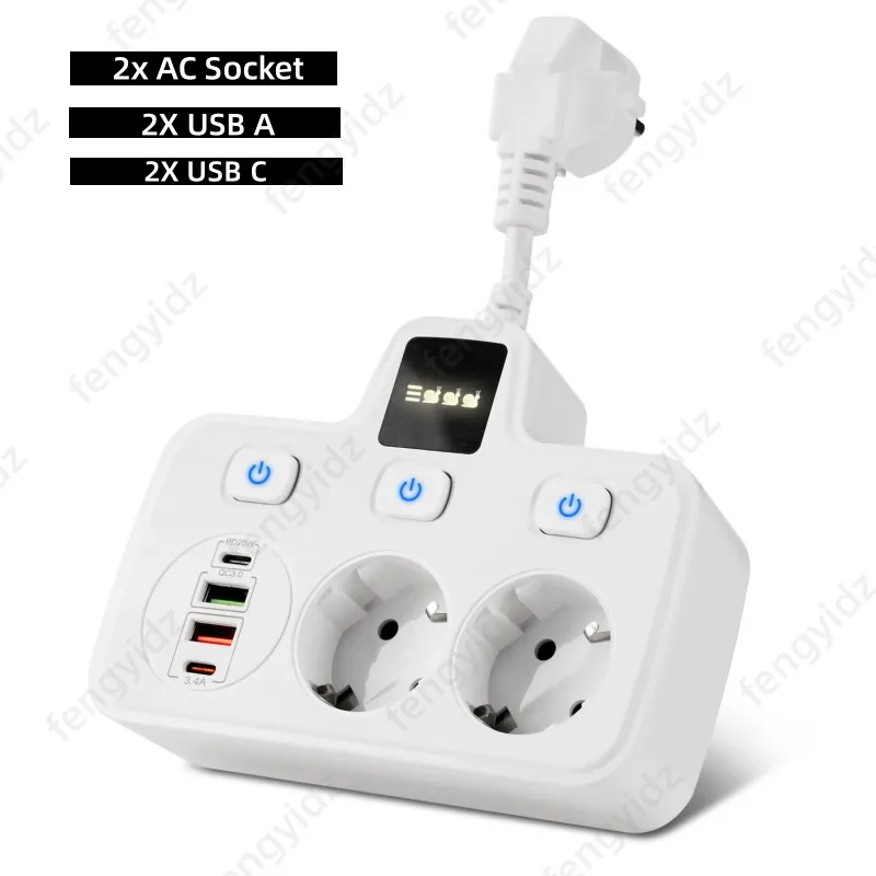 Steckdose Ladegerät EU Stecker Steckdosenleiste TYPE-C Adapter USB Schnellladegerät Smart Home Steckdose Verlängerungssteckdose mit Nachtlicht
