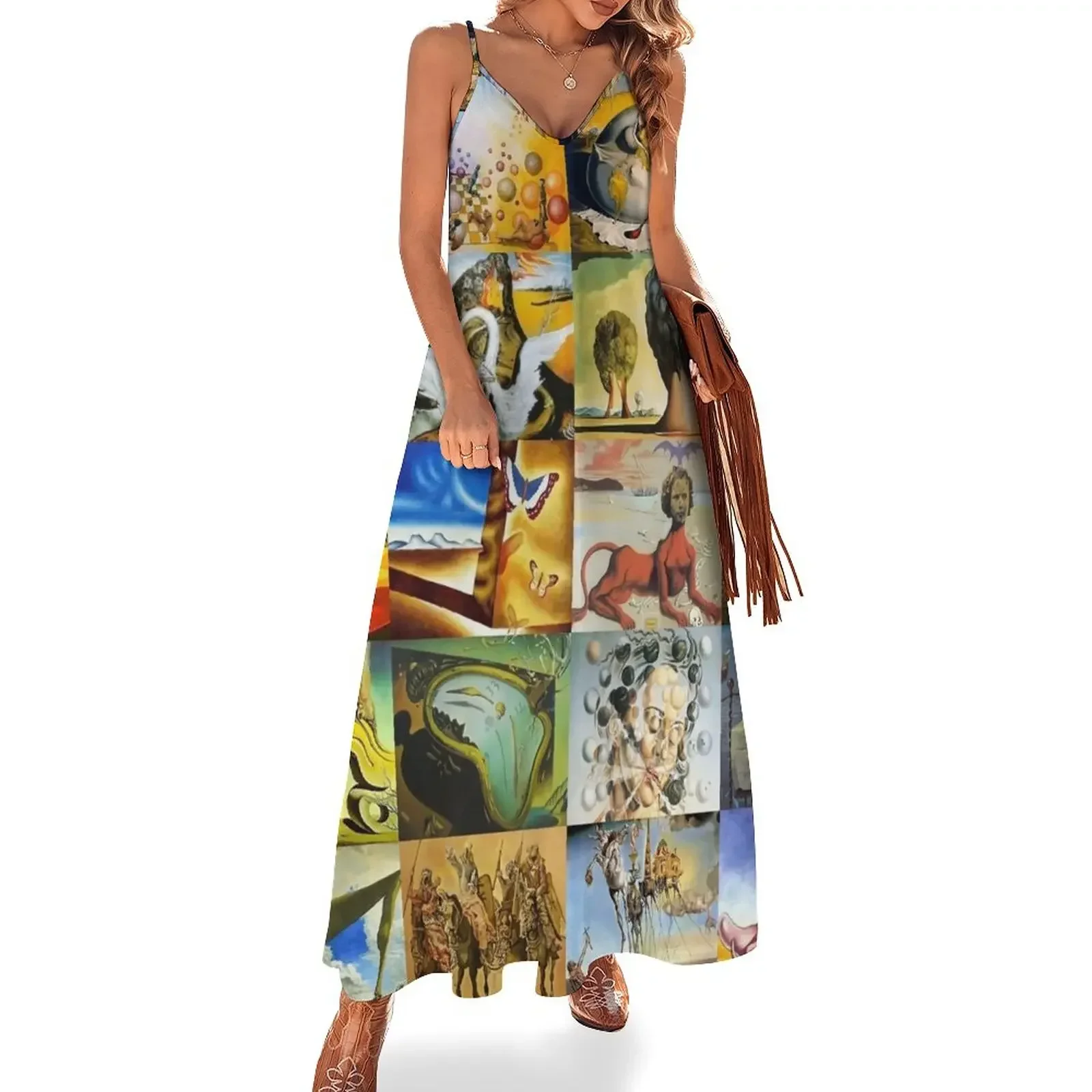 

Salvador Dali Sleeveless Dress chic and elegant evening dress summer dress woman 2024 trendy