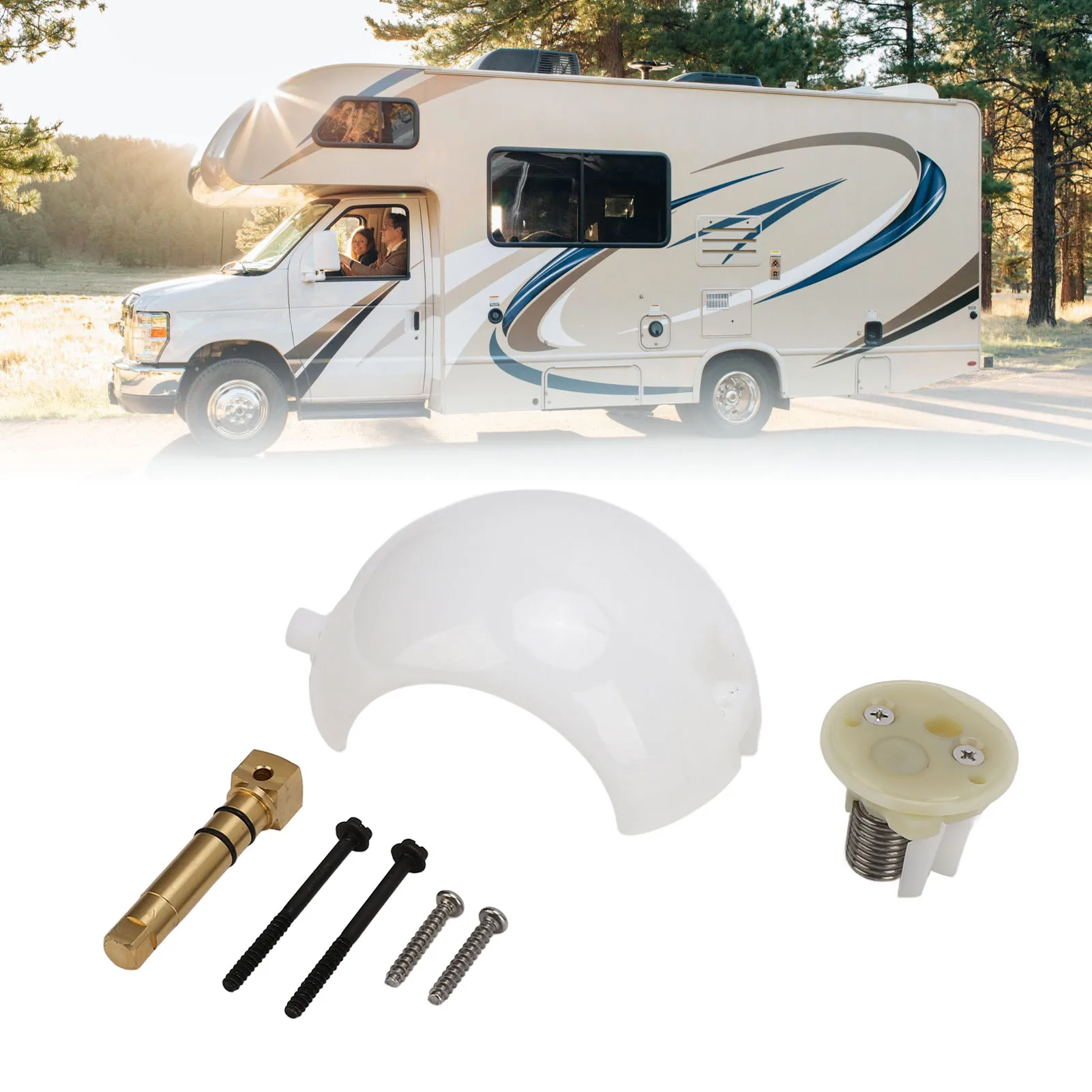 

Toilet Flush Ball Shaft Kit Easy Install White 600342537 RV Toilet Flush Ball Shaft Long Lifespan for Foot Flush Toilets