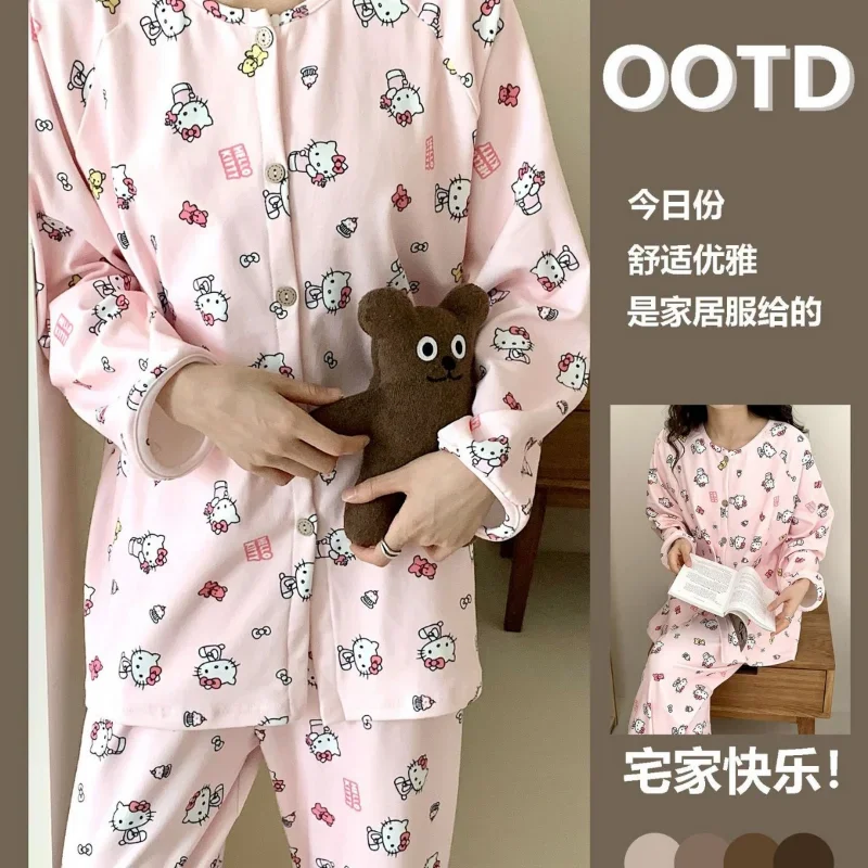 Sanrio Hello Kitty autumn and winter new German velvet thermal pajamas thickened loose casual cartoon animation loungewear