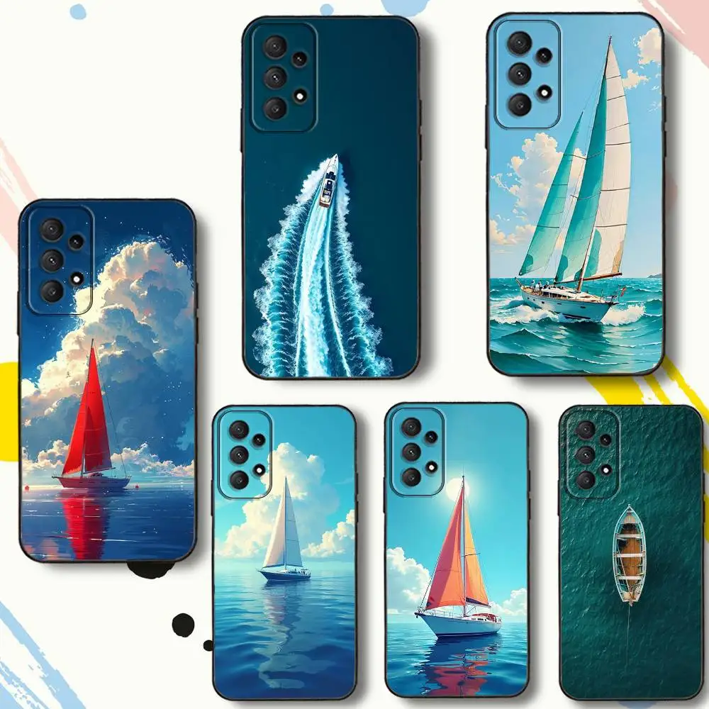 

Art SailingS S-Ship B-Boat Phone Case For Samsung Galaxy A 80,72,73,91,53,22,51,52,5G,Plus,J,Note Soft Black Cover