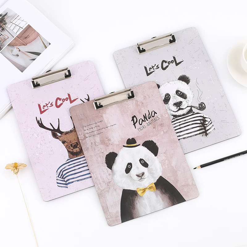 1pcs A4 cool animals Printed Clipboard as Writing Pad for School Office Writing Supplies , Document Paper Clips