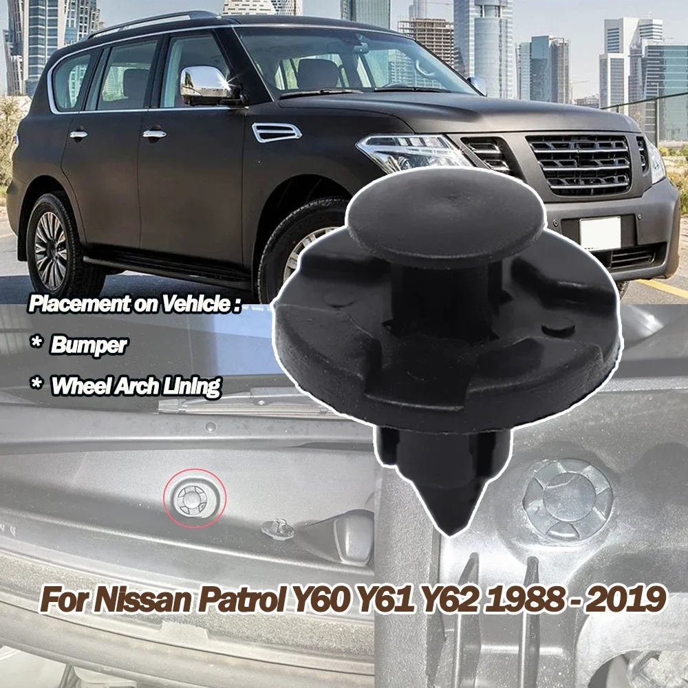 

For Nissan Patrol Y60 Y61 Y62 1988 - 2018 2019 Safari Armada Car Bumper Wheel Arch Trim Clip Lining Liner Mud Flap Guard Rivets