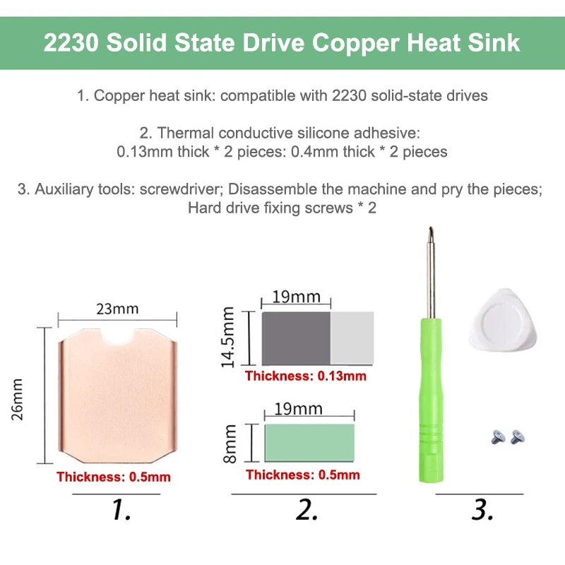 M.2 Hard Disk Copper Heatsink M.2 2230 Solid State Drives Cooling Thermal Cooler Radiator For Steam Deck Console Accessories