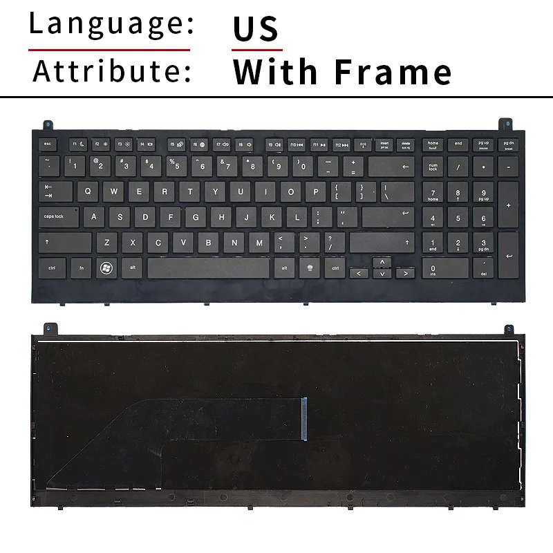 US New Keyboard for HP ProBook 4520 4520S 4525S 4525 Black English Laptop Keyboard with Frame Without Screw Post