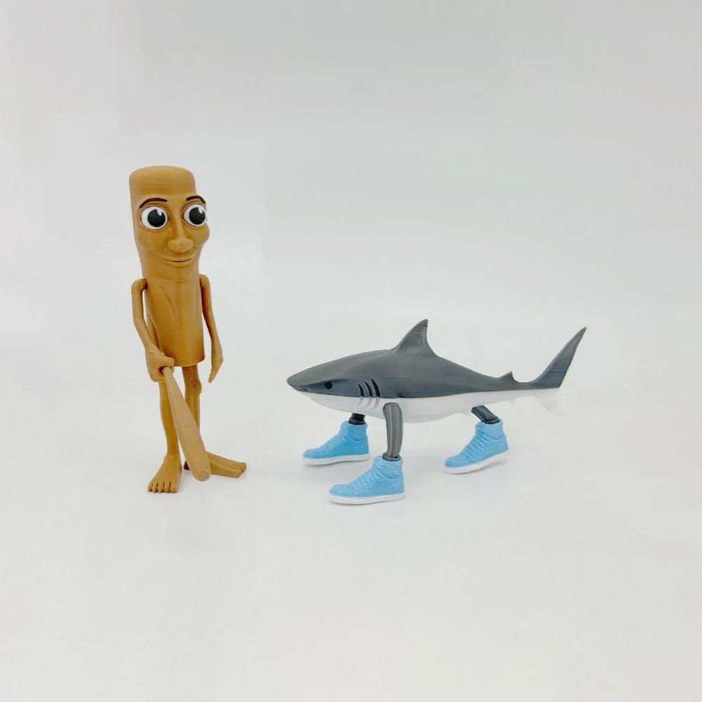 

3D Printed Tung Tung Tung Sahur Figure Car Ornament Decor Movable Tralalero Tralala Shark Figurine Models Miniature Friends Gift