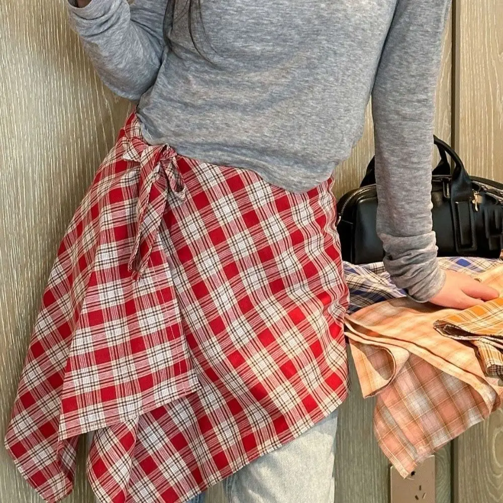 لينة قصيرة شعرية تنورة صغيرة الخصر Blet الزخرفية عالية الخصر نصف الجسم تنورة Y2K الكورية نمط غير النظامية حافة تنورة الإناث