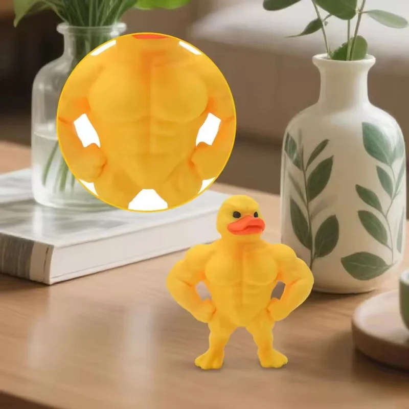 

2025 New 3D Printed Strong Muscular Duck Statue, Durable Plastic, Home Living Room Office Desktop Ornaments Animal Lovers Gift