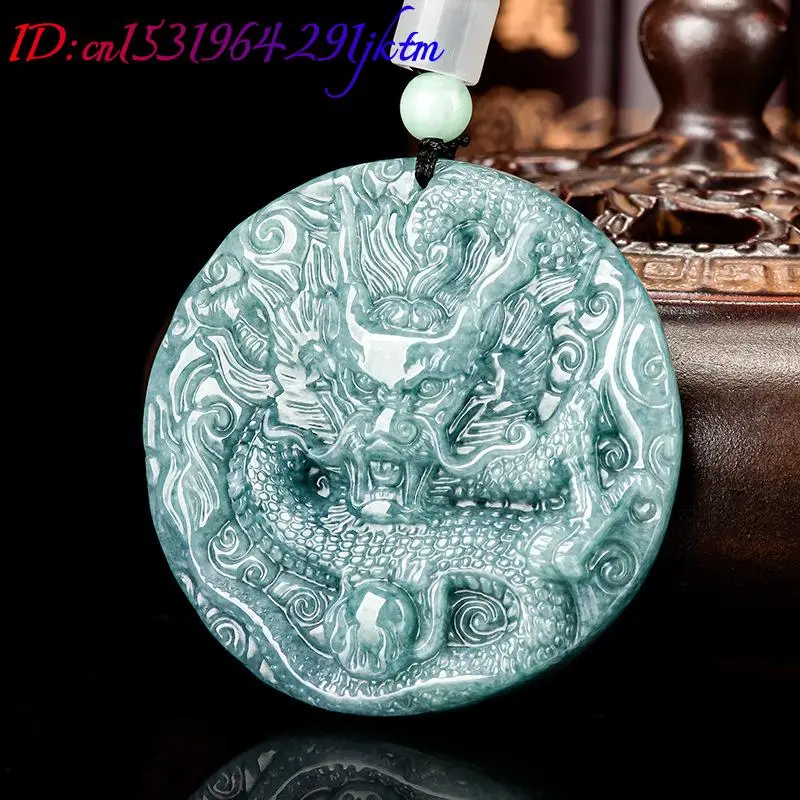 Burmese Jadeite Dragon Pendant Necklace Gifts for Women Fashion Accessories Natural Gemstone Vintage Burmese Jade Real Jewelry