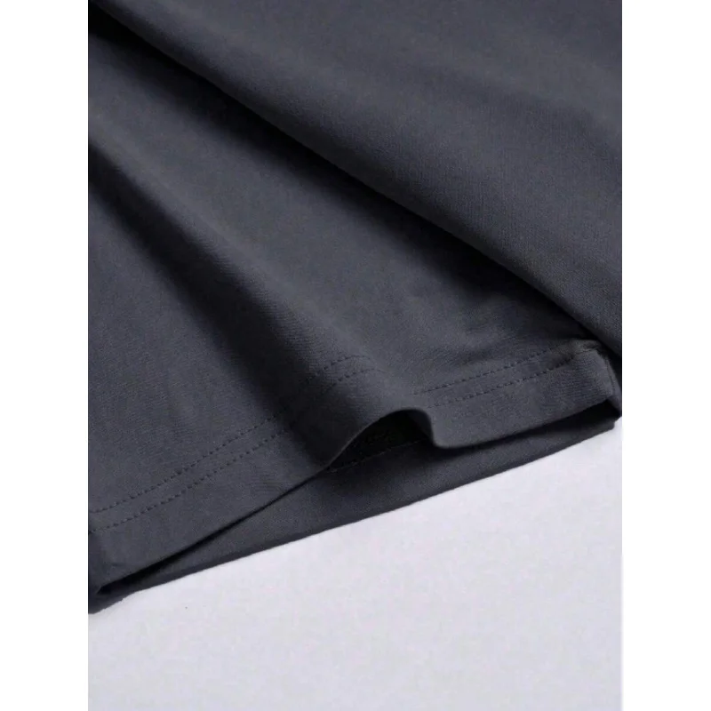 Men's Black Simplist English Text Casual Short Sleeve T-Shirt And Shorts Set