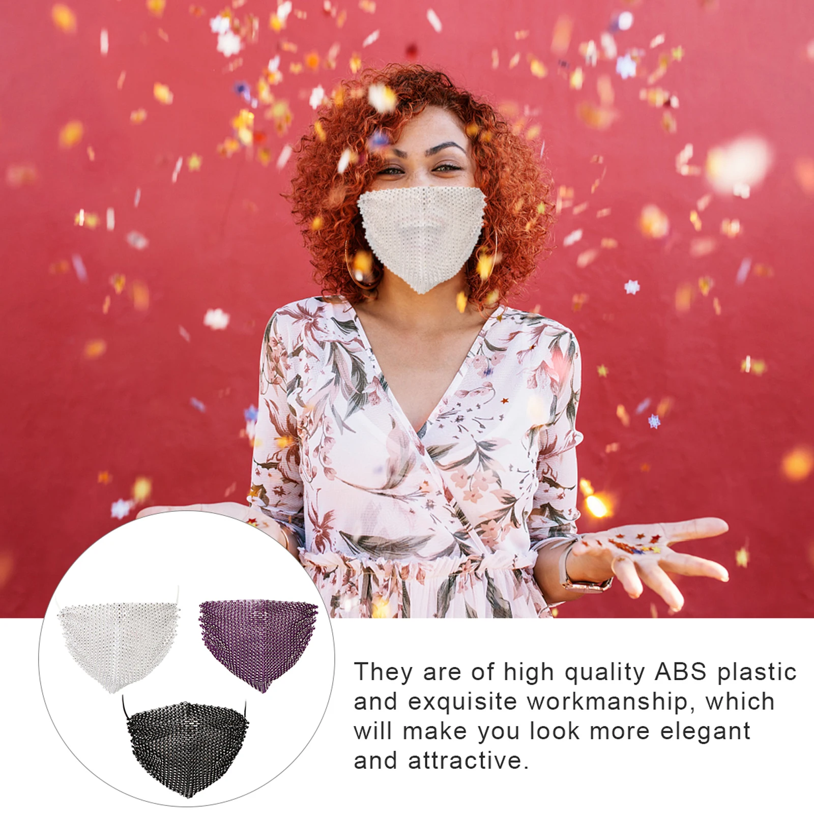 

3 Pcs Drilled Masks ABS Plastic Unique Design Elastic Fishnet Pattern Masquerade Ball Mardi Gras Halloween Party Accessories