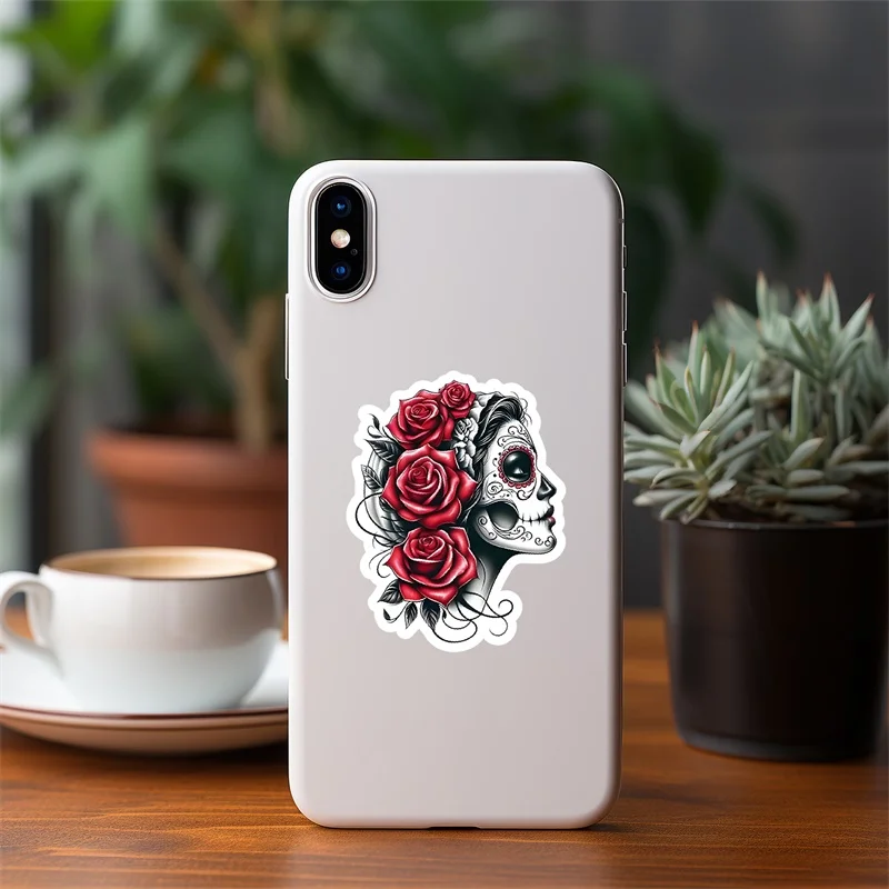 10/30/50PCS Gothic Red Rose Skeleton PVC Sticker Aesthetic DIY Decoration Scrapbooking Supplies Hand Accounting for Kids