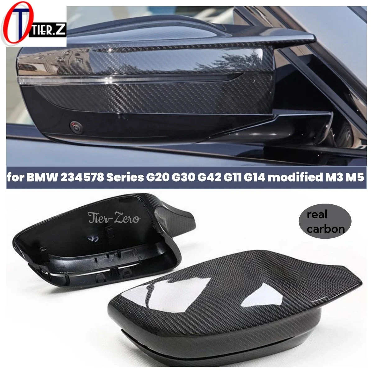 

Replacement for BMW 2 3 4 5 7 8 Series G20 G30 G42 G11 G14 Modified M3/M5 Carbon Fiber Horn Rearview Mirror Cover Car Styling
