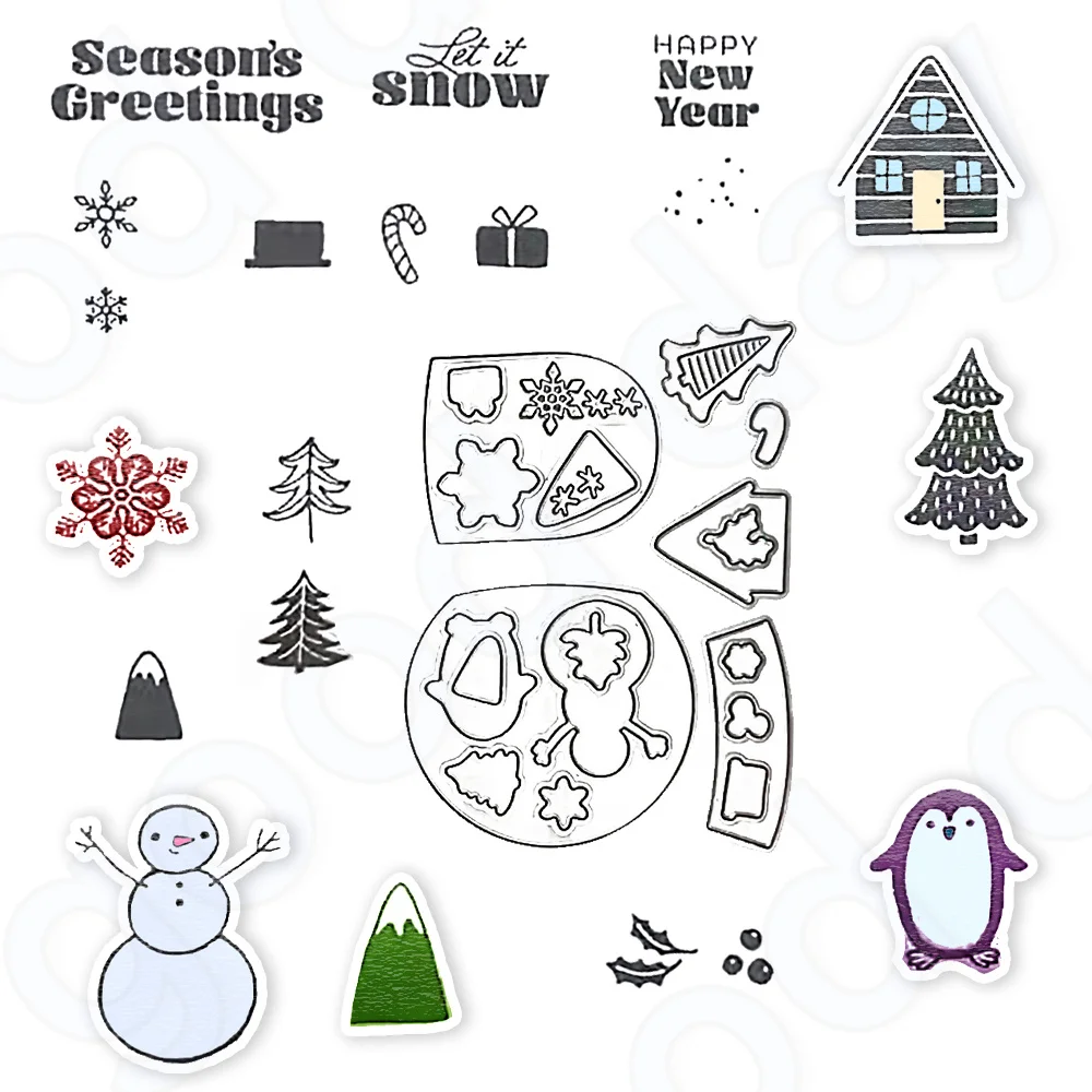 2024 New Christmas Metal Cutting Dies and Clear Stamps Set for DIY Birthday Card Making Perfect Scrapbooking Arts Crafts