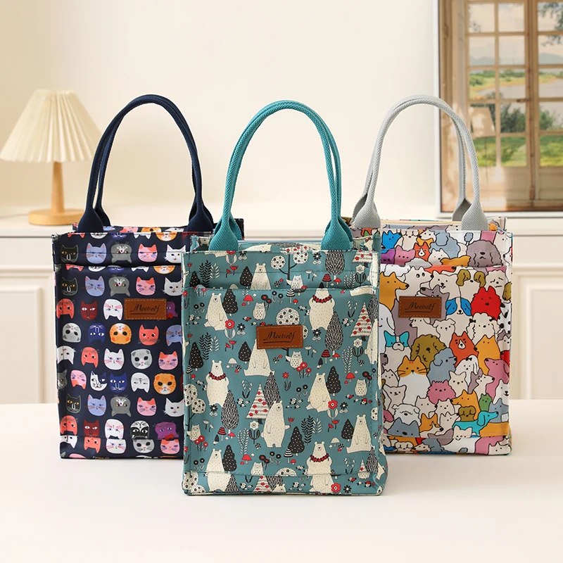 

Large-capacity handbag, insulated lunch bag, hand-held shopping bag, waterproof cartoon print