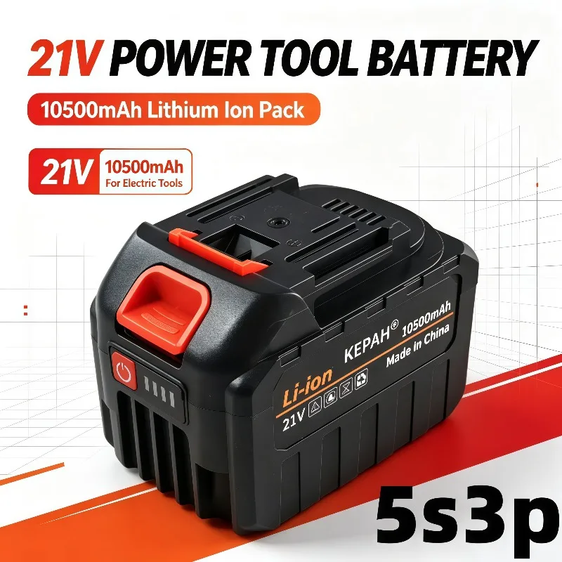 21V 10500mAh 18650 Rechargeable Lithium‑ion Battery High Current High Discharge With Charger Power Tool Battery Pack