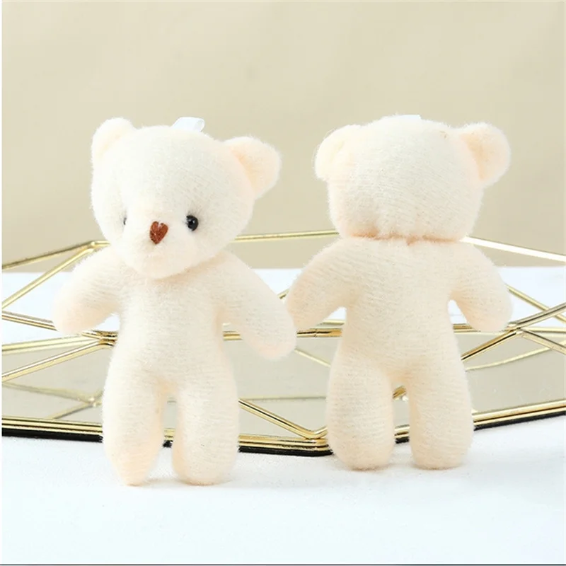 10-100P 11CM Teddy Stuffed Plush Toy Mini White Bear Doll Toy Lovely Backpack  Keychain Decoration Birthday Party Gifts for Kids