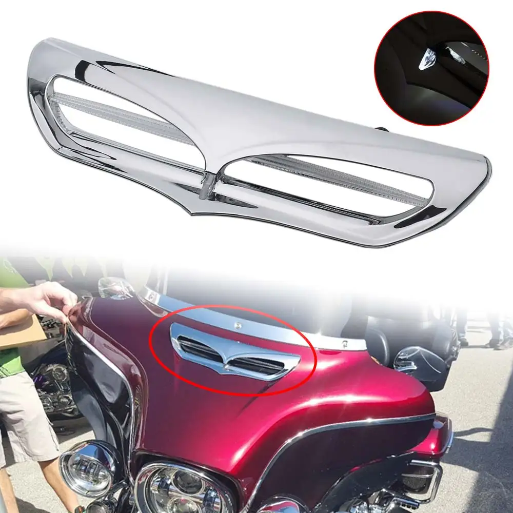 

1PC Motorcycle Front Batwing Fairing Vent Trim with LED Light For Harley Electra Street Ultra Limited FLHT FLHX FLHTK 2014-2019