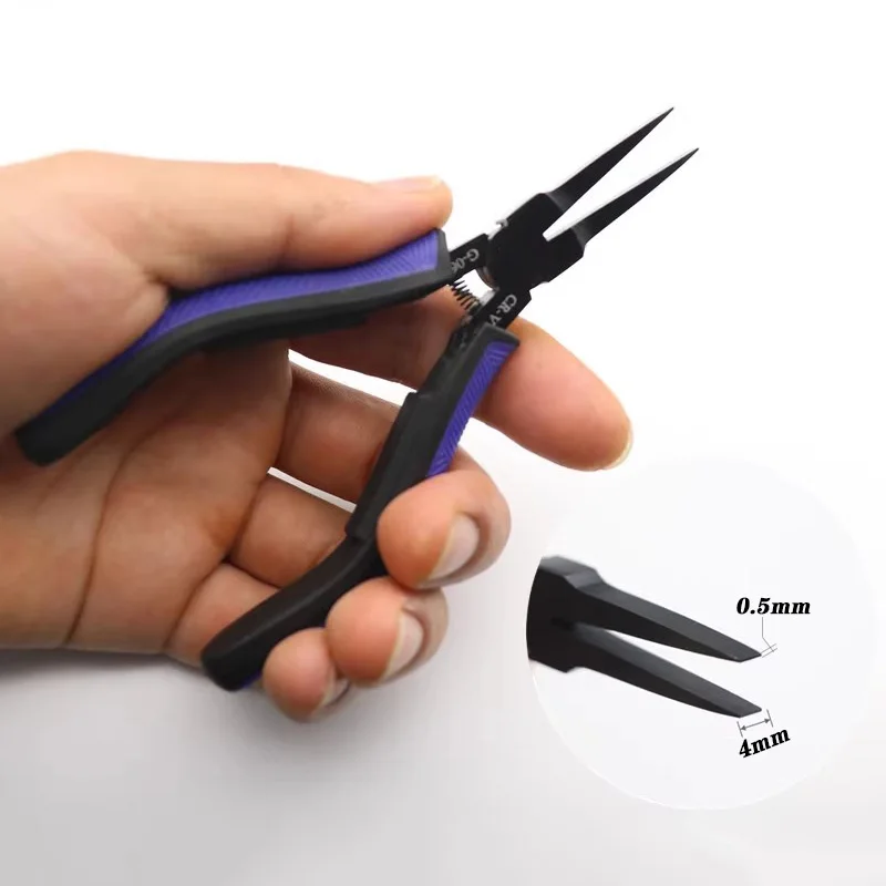 Flat Nose Pliers | 0.5mm Thin Carbon Steel Jaw & TPR Handle | Jewelry Making/Electronics DIY Tool | Secure Grip for Detailed Wor