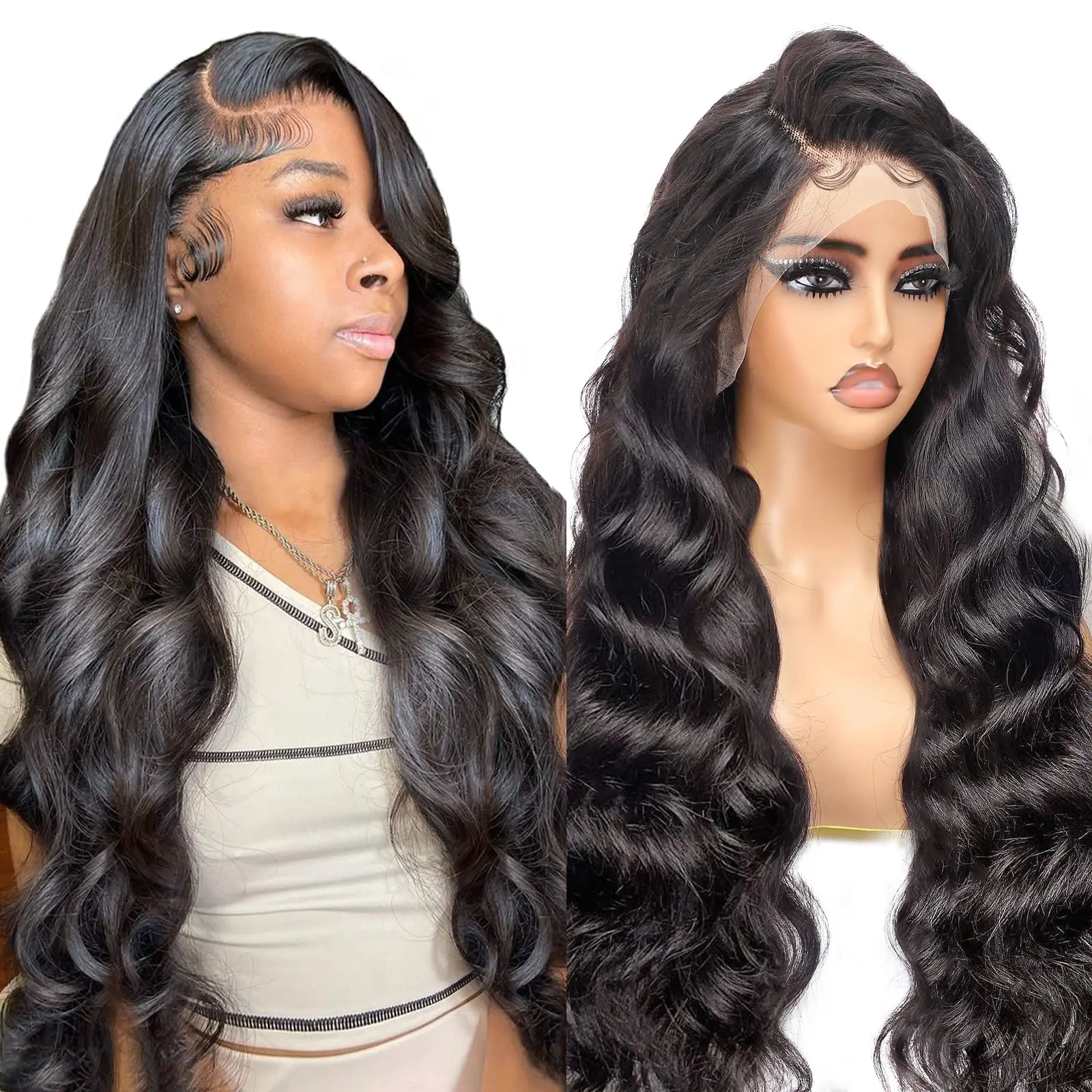 34 Inch Body Wave Human Hair Lace Frontal Wigs 13x4 13x6 Transparent Lace Front Wig For Women Brazilian Remy PrePlucked Hair