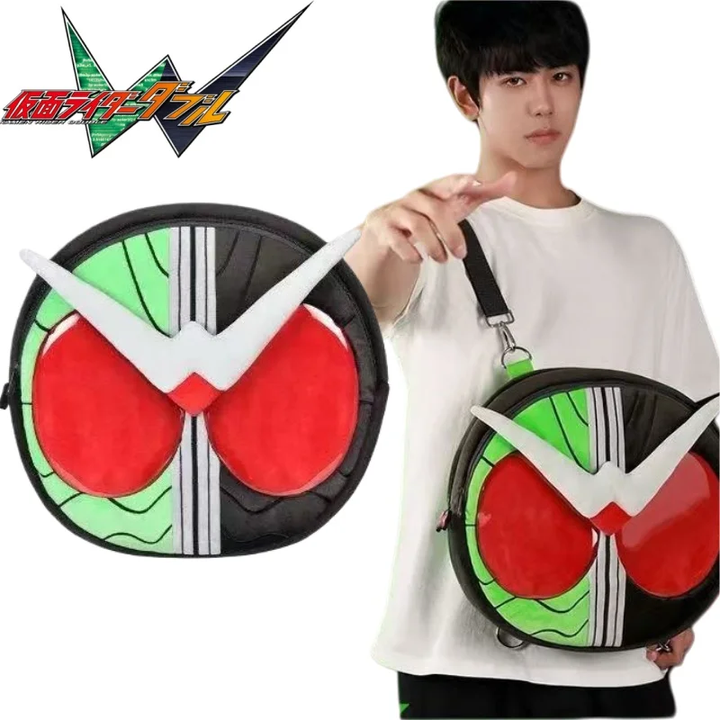 

Kamen Rider Double Backpack Cartoon Kamen Rider Double Plush Big Mouth Bag Anime Merchandise Holiday Gift Large Capacity Storage
