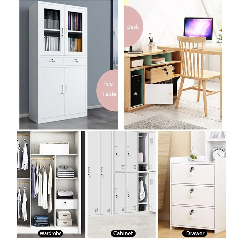 Professional Zinc Alloy Burglarproof Drawer Lock 2 Keys Wardrobe Cabinet Locker